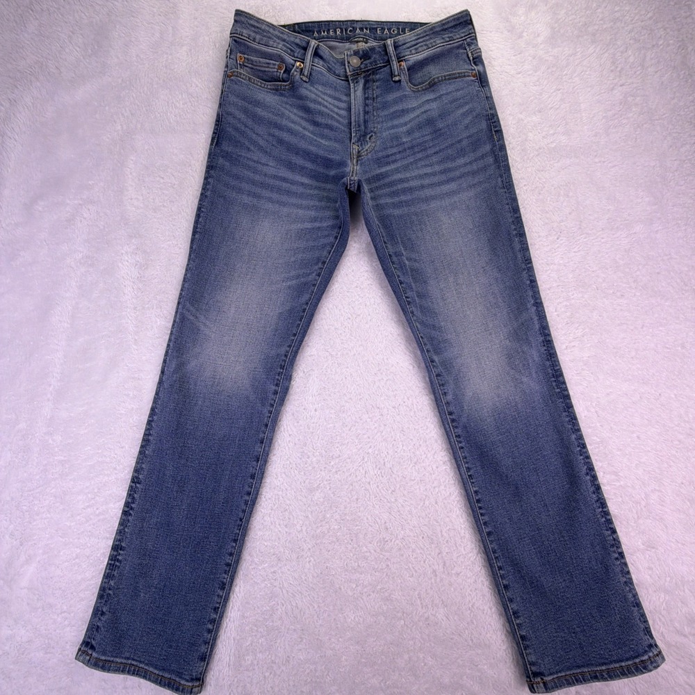 American Eagle Jeans Airflex+ Slim Straight Mens 30x29 Med Wash Stretch Denim